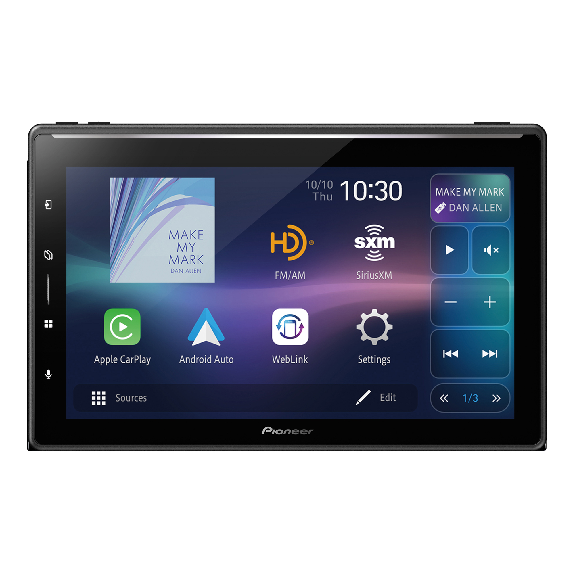 Pioneer® DMH-WT6000NEX SiriusXM™ Ready 10.1-In. Single-DIN Car In-Dash Unit with Floating Touch Screen and Wired/Wireless Apple CarPlay®/Android Auto™